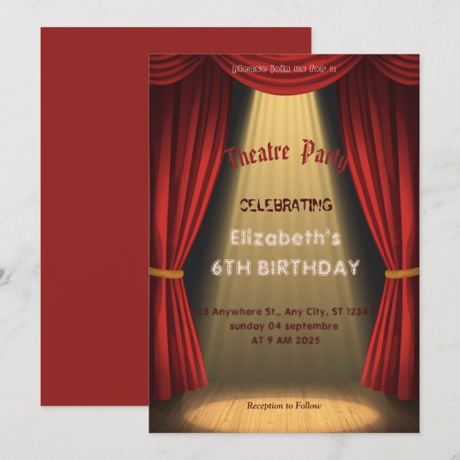 Invitation de fête à l'affiche du théâtre – Invita (Devant / Derrière)