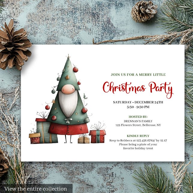 Invitation de fête à l'aquarelle du Père Noël drôl (Playful Funny Santa Watercolor Christmas Invitation)