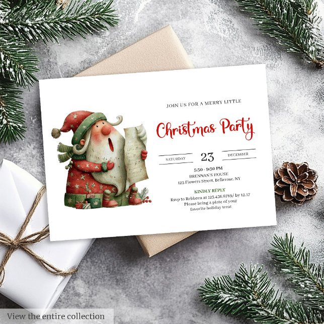 Invitation de fête à l'aquarelle tendance humour P (Santa Claus Humor Trendy Watercolor Party Invitation

)