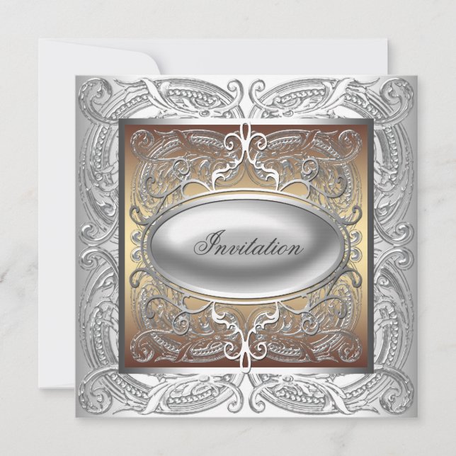 Invitation de fête à thème or argent pour toutes o (Devant)