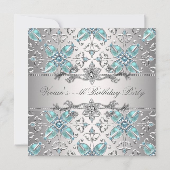 Invitation de fête à toutes occasions Diamants Arg (Devant)