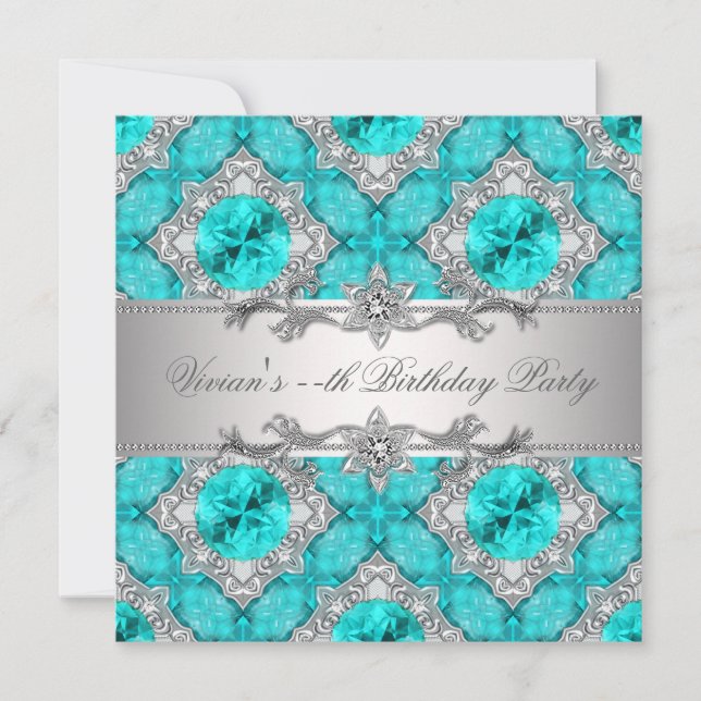 Invitation de fête à toutes occasions Diamants Arg (Devant)