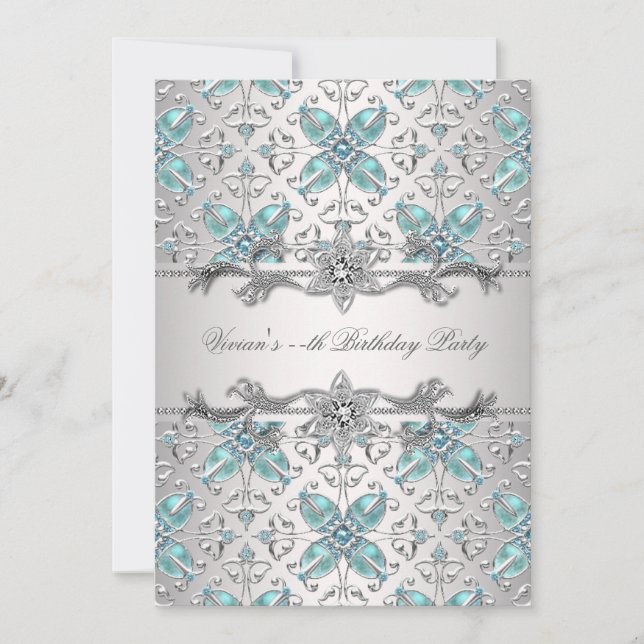 Invitation de fête à toutes occasions Diamants Arg (Devant)