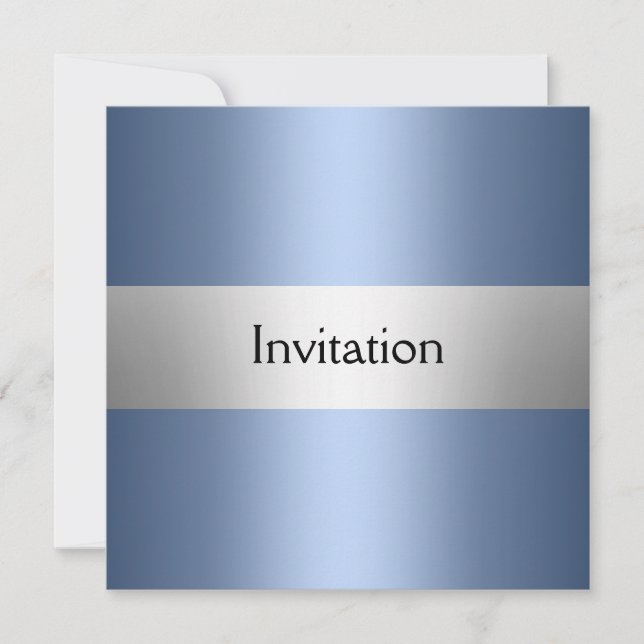 Invitation de fête argent bleu clair (Devant)