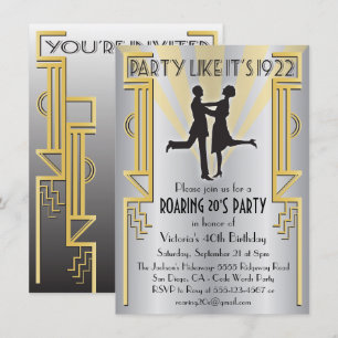 Invitation de fête Art Déco Charleston des Années