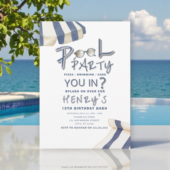 Invitation de fête au bord de la piscine à l'aquar (Créateur téléchargé)