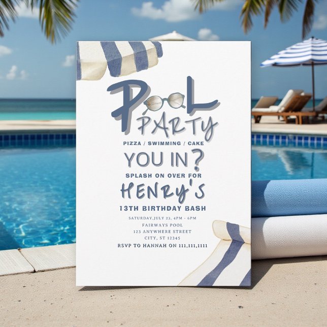 Invitation de fête au bord de la piscine à l'aquar (Créateur téléchargé)