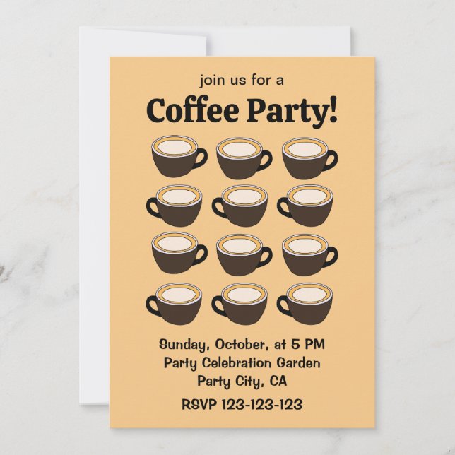 Invitation de fête au café à motif de tasse à café (Devant)