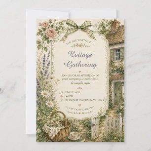 Invitation de fête au jardin de campagne à l'aquar