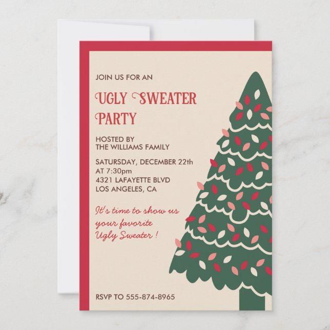 Invitation de fête au pull moche classique avec un (Devant)