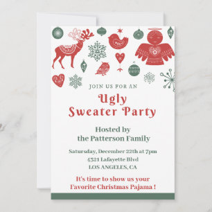 Invitation de fête au pull moche élégant et amusan