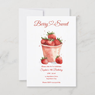 Invitation de fête aux fraises Berry Sweet