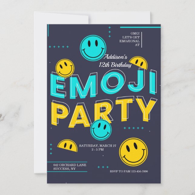 Invitation de fête avec émojis (Devant)