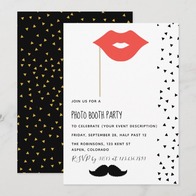Invitation de fête avec Photomaton (Devant / Derrière)