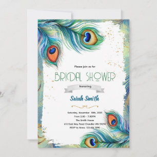 Invitation de fête avec plume de paon
