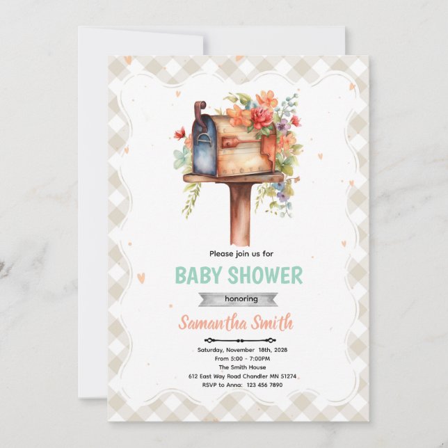 Invitation de fête Baby Shower par la poste (Devant)