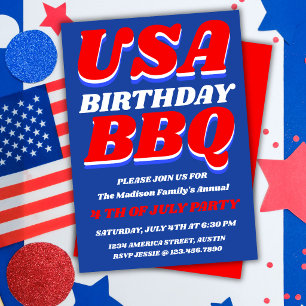 Invitation de fête BBQ patriotique USA