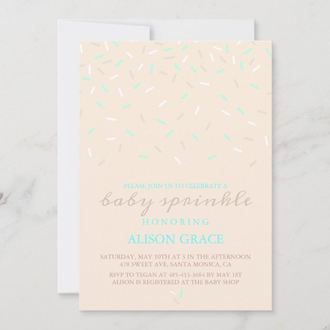 Invitation de fête bébé Moderne Peach & Blue (Devant)