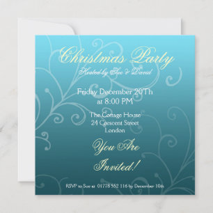 Invitation de fête bleu avec wirl décoratif