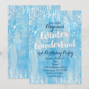 Invitation de fête bleu glace gelée de pays des me