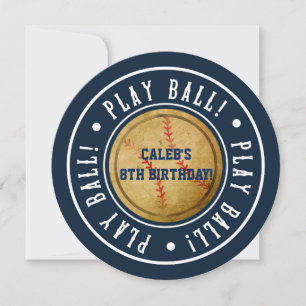 Invitation de fête bleue de baseball vintage JOUER