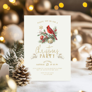 Invitation de fête Bouquet de houx de Noël Cardina