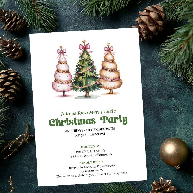 Invitation de fête chic et moderne pour un arbre d (Modern chic leopard Christmas tree party invite)