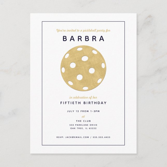 Invitation de fête chic or noir pour partie de pic (Devant)