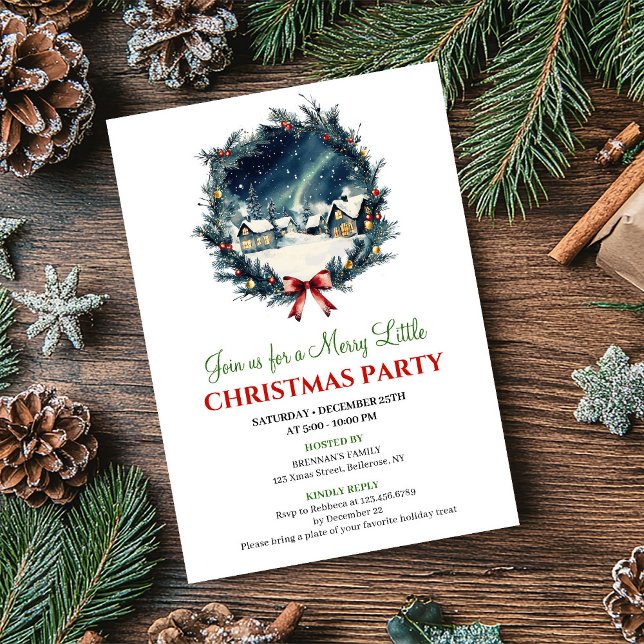 Invitation de fête classique hivernale (Classic Festive Winter Scene Holiday Invitation)