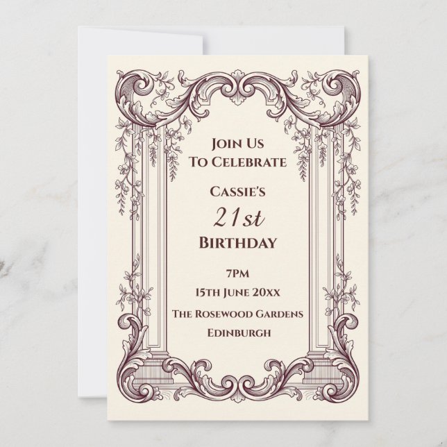 Invitation de fête classique ornée élégante (Devant)