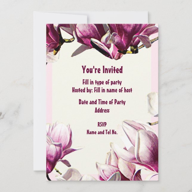 Invitation de fête - Conception Magnolia (Devant)