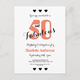 Invitation de fête corail Fifty and Fabulous