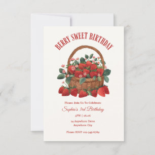 Invitation de fête Corbeille de Fraises Sucrées