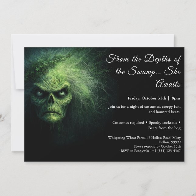 Invitation de fête costumée Halloween de sorcière  (Devant)