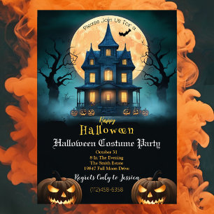 Invitation de fête costumée Halloween Manoir han