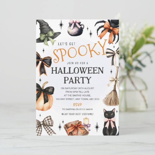 Invitation de fête costumée Halloween Sorcières et (Debout devant)