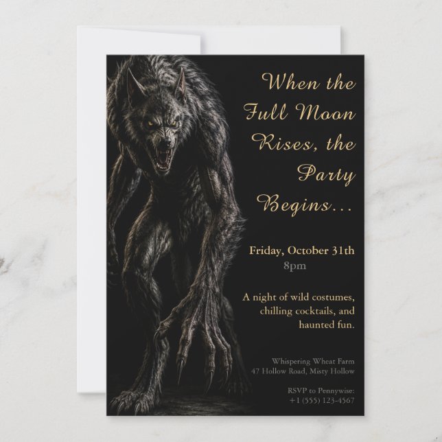 Invitation de fête costumée pour Halloween avec hu (Devant)