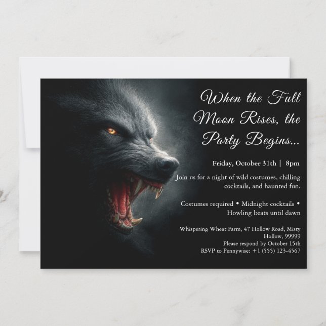 Invitation de fête costumée pour Halloween avec hu (Devant)