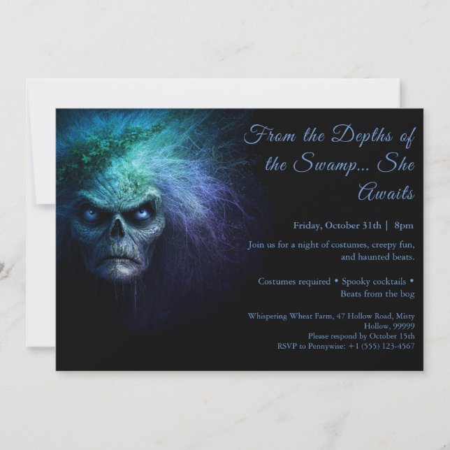 Invitation de fête costumée pour Halloween de sorc (Devant)