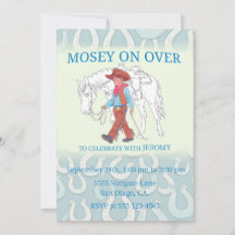 Invitation de fête Cow-boy et Cheval