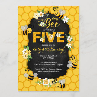 Invitation de fête d'abeille 5e anniversaire - Ann