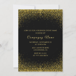 Invitation de fête d'affaires noire paillettes dor
