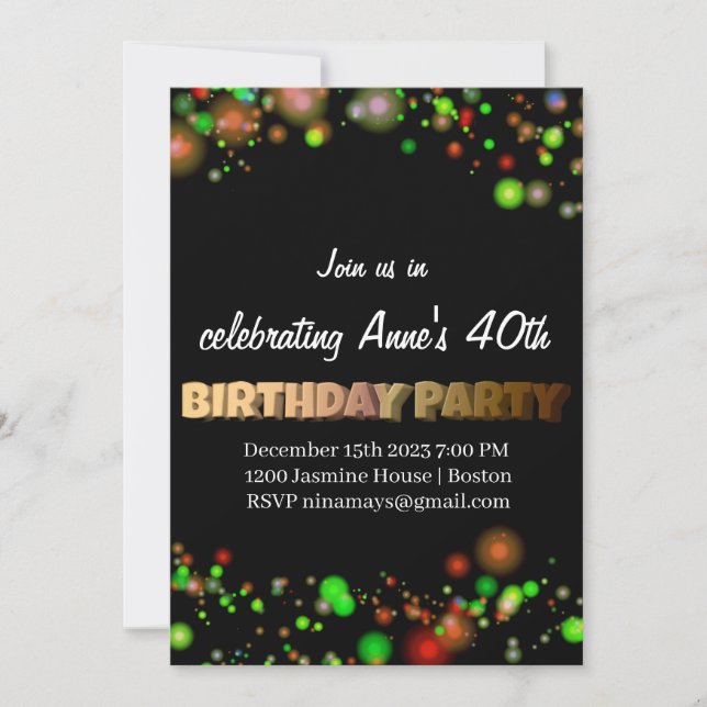 Invitation de fête d'anniversaire (Devant)