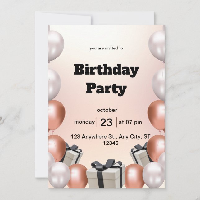 Invitation de fête d'anniversaire (Devant)