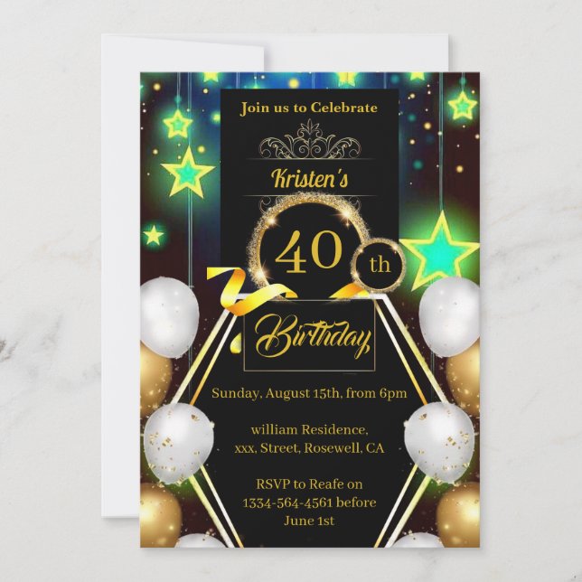 Invitation de fête d'anniversaire (Devant)