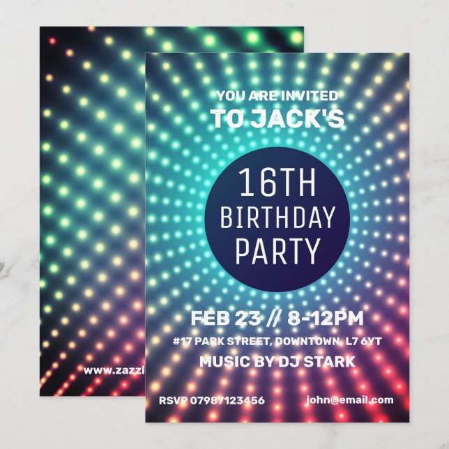 Invitation de fête d'anniversaire (Devant / Derrière)