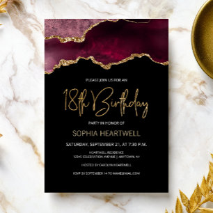 Invitation de fête d'anniversaire 18 ans Agate Geo