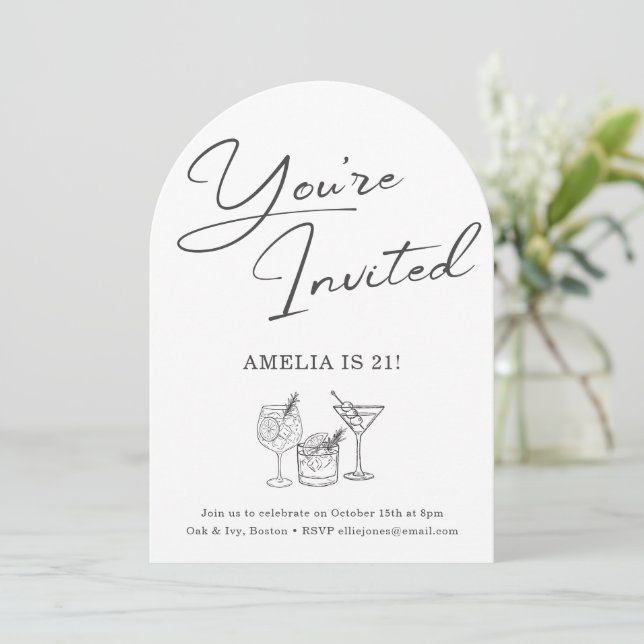 Invitation de fête d'anniversaire 21 ans Elegant A (Debout devant)