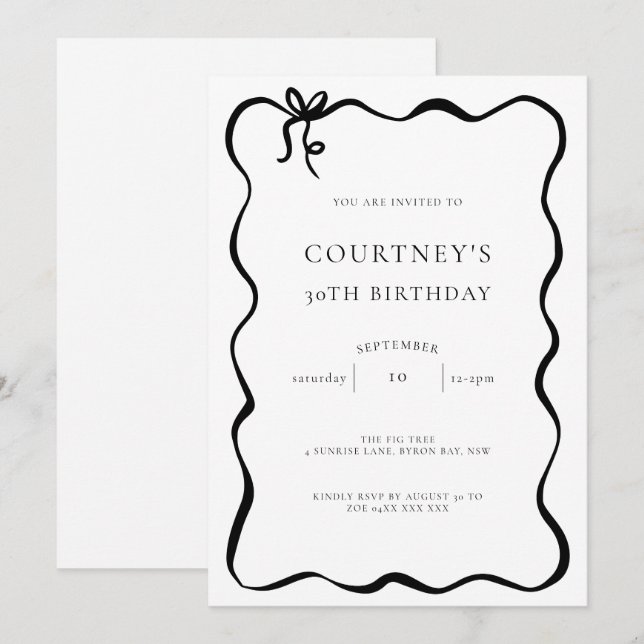 Invitation de fête d'anniversaire 30 ans avec un r (Devant / Derrière)