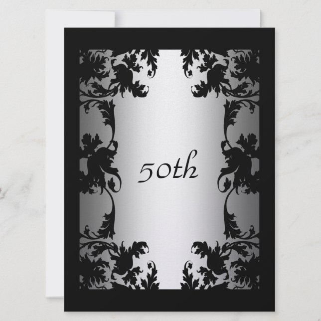 Invitation de fête d'anniversaire 50 ans Black Lac (Devant)